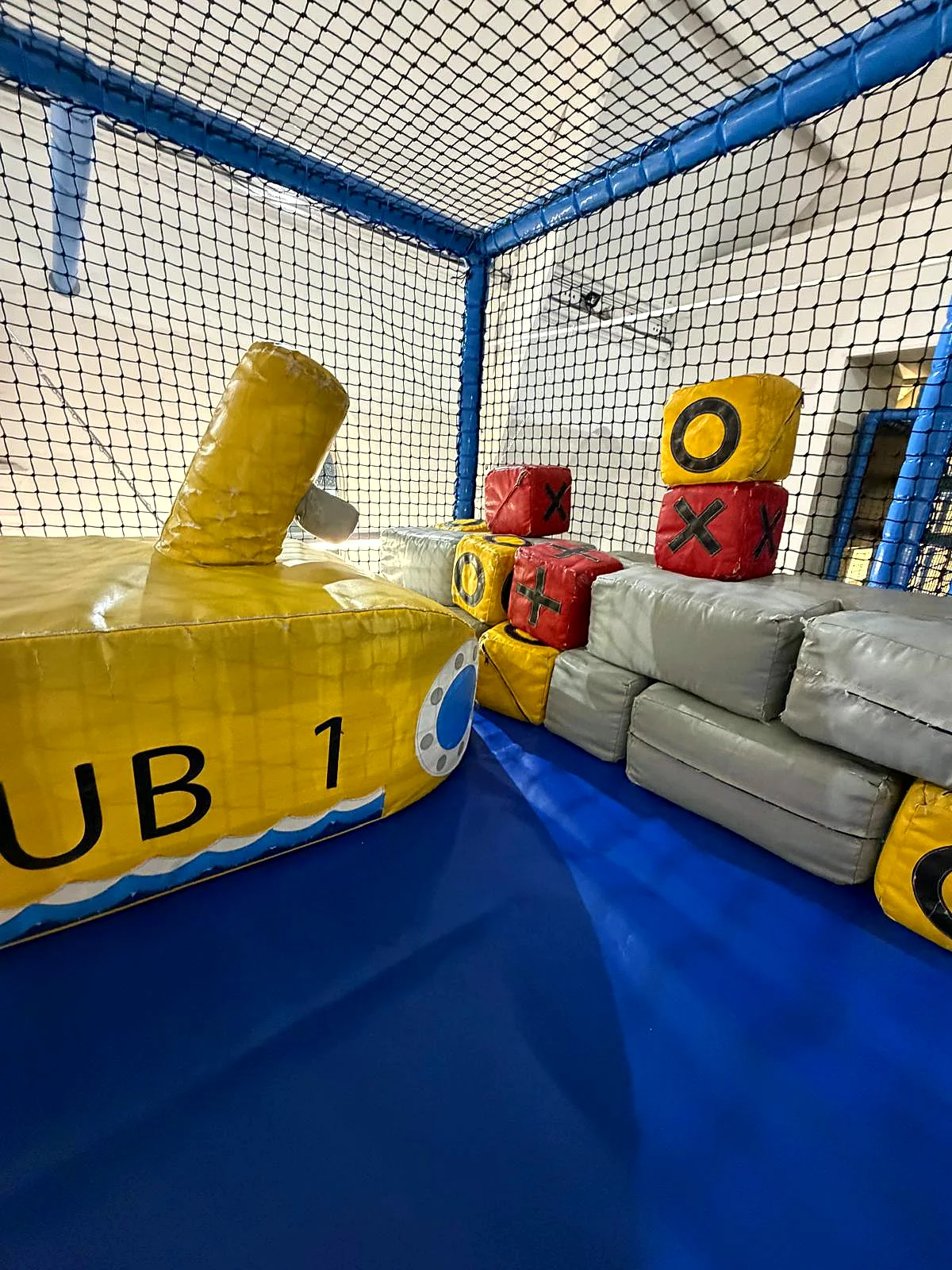 The submarine and target blocks in the play frame